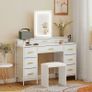 Multi-Storage Elegant Dressing Table, with LED Mirror - White Image 2