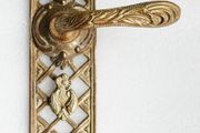 Monumental 11" Vintage Baroque Lattice Cast Brass Door Handle