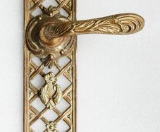 Monumental 11" Vintage Baroque Lattice Cast Brass Door Handle