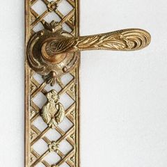 Monumental 11" Vintage Baroque Lattice Cast Brass Door Handle