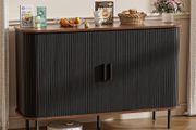 Sideboard Cabinet, Buffet Storage Cabinet, Kitchen Cupboard with Tambour Sliding Door, Storage Unit for Living Room Home Dinning Room Modern,Black