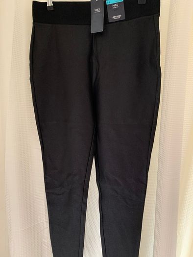 New M&S Black Coated Leggings