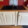 Kitchen + Island + Solid Oak worktops + black sink & gold mixer tap + integrated dishwasher Image 6