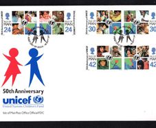 1996 Isle of Man 50th Anniversary of UNICEF Commemorative Stamps First Day Cover (FDC)