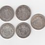 G.B. 5 x Half Crowns, 2/6, 5 x 92.5% Silver Coins ( no.450) Image 2
