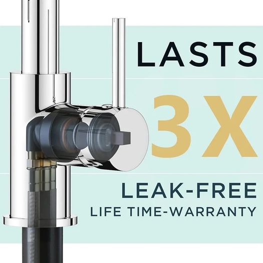Kitchen Tap, Spring Kitchen Sink Mixer Taps, Commercial Faucet Single Handle Lever, High Arc Swivel 360 with 2 Spray Mode, Polished Chrome