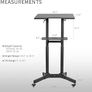 Mobile 24 x 16 inch Lectern Podium, Height Adjustable Steel Rolling Laptop Cart on Wheels, Black, CART-V03E Image 5