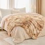 Faux Fur Blanket, Super Soft, Thick and Elegant, Fluffy Microfiber Fleece Blanket, Warm Cozy Reversible Throw, Tie Dye Brown, 130 x 150 cm Image 5