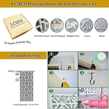 FREE EXPRESS SHIPPING Hanging Room Divider,10 Pieces Wood-Plastic Hanging Panels 0.2 inch Thick Screen Panel for Living Room Bedroom Home Decoration