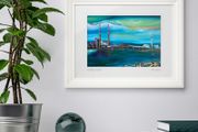 Sunset at Poolbeg and Dublin Bay, Dublin. Large Framed Print By artist Helen Mathews.