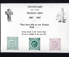 1967 Ireland Stamp Facsimile for the Centenary of the Finian Men 1867-1967 showing essays issued in the United Stated for use in Ireland in the year 1867 Mint Never Hinged (MNH)