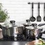 Induction Frying Pan and Saucepan Set With Lids, Stay Cool Handles, Themocore Technology, Stainless Steel Pan Set, 5 Piece Image 3