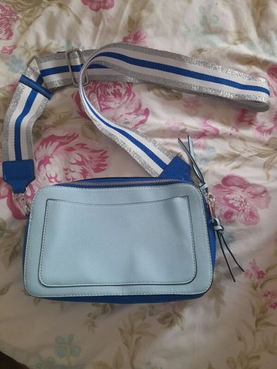 Blue 2 tone cross over bag