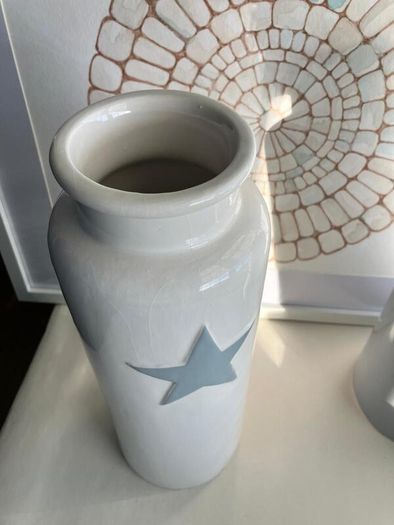 Large Ceramic Vase with Heart or Star on Front
