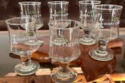 Vintage Retro Set of 6 Irish Coffee Shamrock Stemmed Glasses