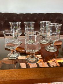 Vintage Retro Set of 6 Irish Coffee Shamrock Stemmed Glasses
