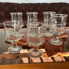 Vintage Retro Set of 6 Irish Coffee Shamrock Stemmed Glasses