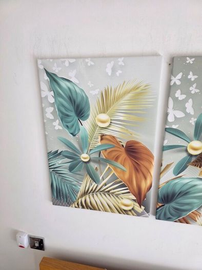 3 framed printed canvas 35x55cm