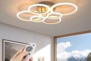 Ceiling Lights Living Room,72W 80cm LED Aryli Modern Ceiling Lighting with Remote Control,Dimmable 2800-7000K,6 Ring Chandelier for Living Room,Bedroom,Bathroom,Kitchen