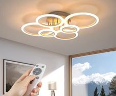 Ceiling Lights Living Room,72W 80cm LED Aryli Modern Ceiling Lighting with Remote Control,Dimmable 2800-7000K,6 Ring Chandelier for Living Room,Bedroom,Bathroom,Kitchen