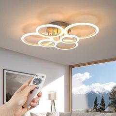 Ceiling Lights Living Room,72W 80cm LED Aryli Modern Ceiling Lighting with Remote Control,Dimmable 2800-7000K,6 Ring Chandelier for Living Room,Bedroom,Bathroom,Kitchen