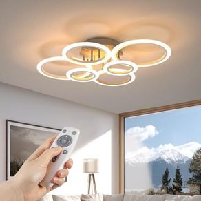 Ceiling Lights Living Room,72W 80cm LED Aryli Modern Ceiling Lighting with Remote Control,Dimmable 2800-7000K,6 Ring Chandelier for Living Room,Bedroom,Bathroom,Kitchen