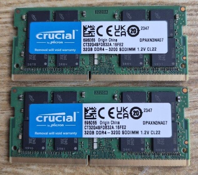 Crucial Ram - Ddr4 - Kit - 64 Gb: 2 X 32 Gb - So-dimm 260-pin - 3200 Mhz / Pc4-25600