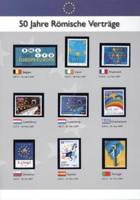 2007 Germany. Deutsche Post sheet commemorating 50 Years of the Treaty of Rome with details in German with stamps  from around Europ