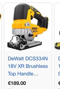 DeWalt DCS334N 18v XR Brushless Top Handle Jigsaw Body Only