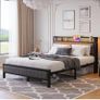4ft6 Upholstered Bed Frame Double Bed with Charging Station/USB Ports and LED Lights Image 6