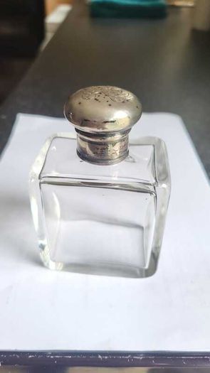 glass and sterling silver perfume flask
