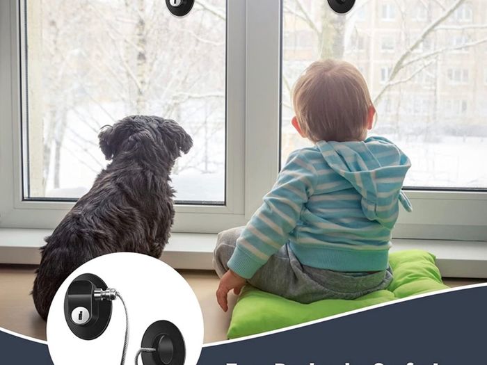 2 PCS Fridge Locks Cupboard Locks for Children, Child Locks for Children with Keys, Black Child Safety Cupboard Locks, Baby Door Safety Locks with Sturdy Wire Rope for Household and Office