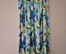 Retro Swirl Pattern Maxi Skirt L