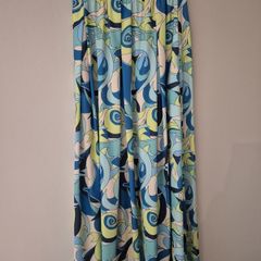 Retro Swirl Pattern Maxi Skirt L
