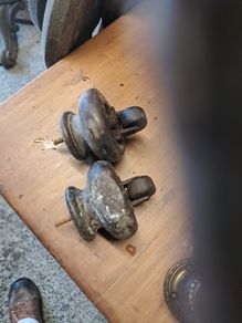 pair of wooden castors old