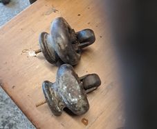 pair of wooden castors old