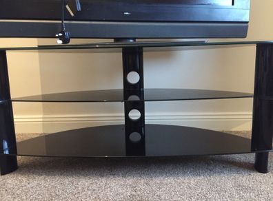 Black glass tv stand
