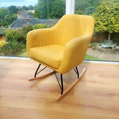 Scandinavian-style rocking chair - Mustard Fabric - Very Good Condition