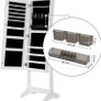 _Freestanding Jewelry Cabinet, Jewelry Organizer with 2 Removable Cosmetic Organizers, Frameless Psyche Mirror, with Lock and Keys, White Image 4
