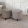 2x Grey Velvet Pouffes Image 2