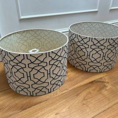 2 cream and blue lampshades for sale