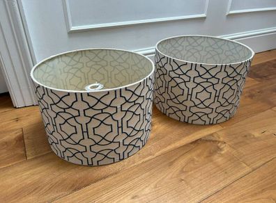 2 cream and blue lampshades for sale