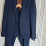 Navy 3 piece suit River Island Image 2