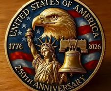 Flat Engraved Replica Coin, 250th Anniversary Commemorative coin. New.