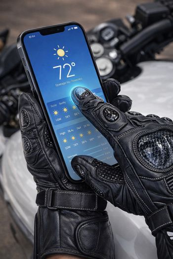 Premium Black Leather Motorcycle Riding Gloves