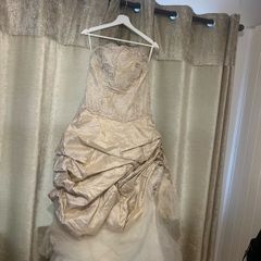 Champagne Wedding Dress & Swarovski Crystal Veil
