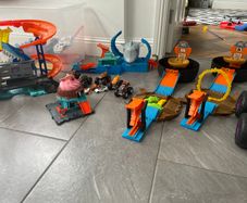 Selection of Hot Wheels toys and card