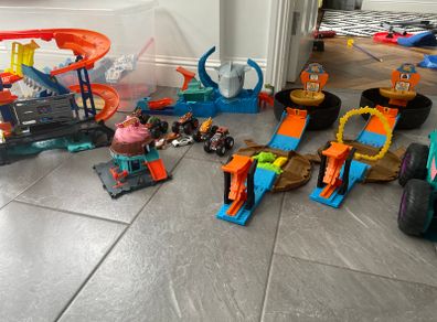 Selection of Hot Wheels toys and card