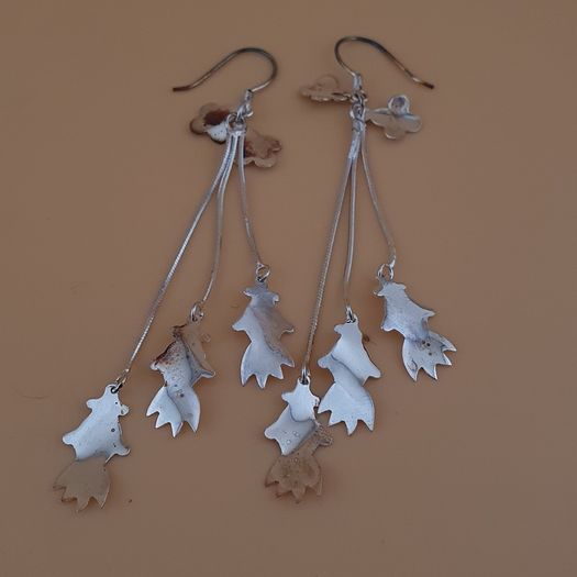 Sterling 925 Silver Cascading Leaf Drop Earrings