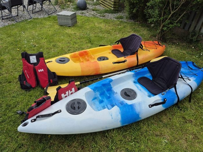 Kayaks - sit on Kayak for 1 person, 2 available, include 2 paddles & 3 Helley Hanson Life Jackets ( Size Large, Extra Small & Xx small)